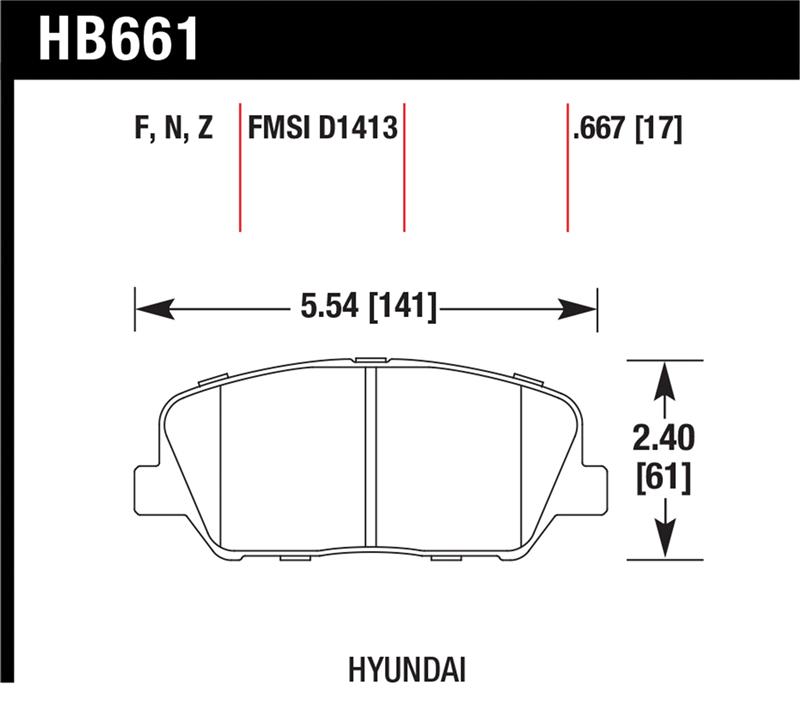 Hyundai Genesis Coupe Brake Pad Set - Front - Hawk Performance - Performance Ceramic - 2010